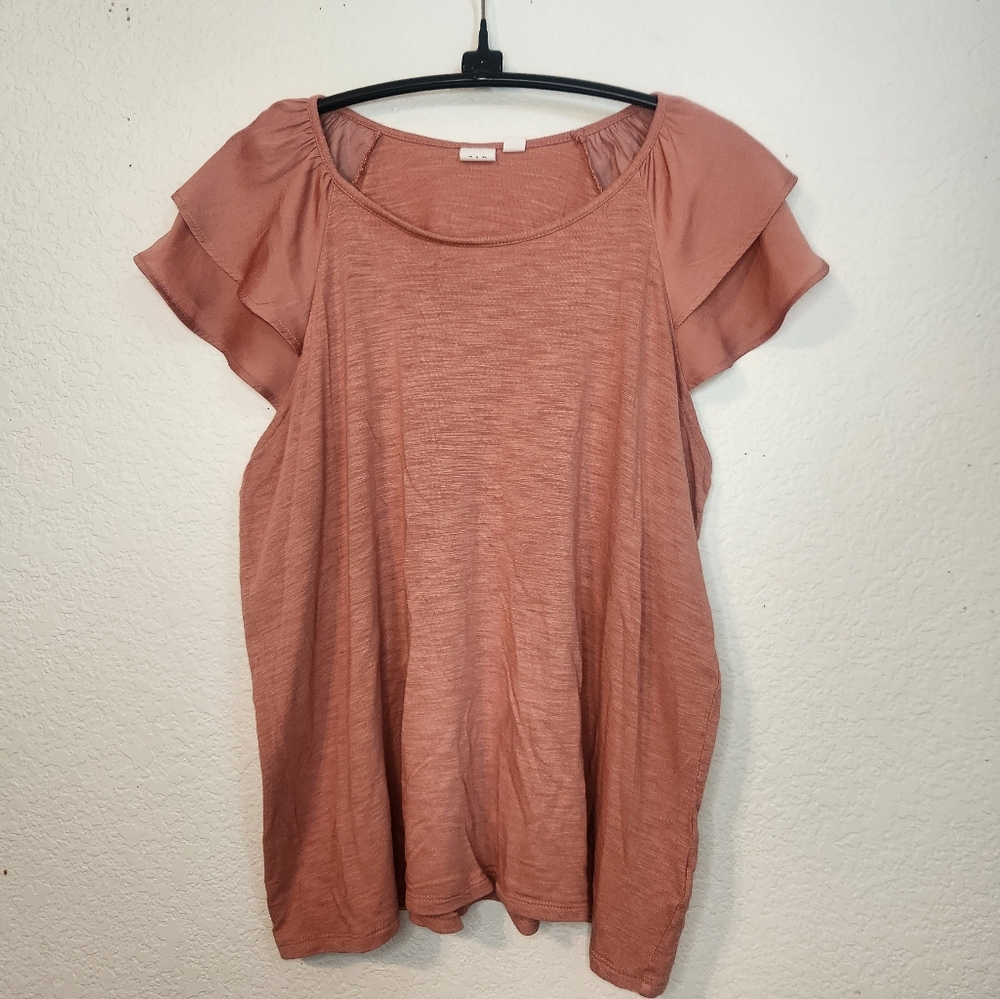 GAP Women's Desert Sand Flutter Sleeve Top, Size M